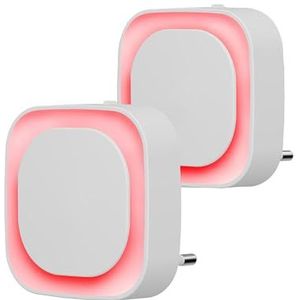 YUNLEX Nachtlampje stopcontact met schemeringssensor, 2 stuks, Automatisch AAN/UIT, 3-niveau helderheid instelbaar, zeer goed voor kinderkamer, trapopgang, slaapkamer, keuken, Badkamer, Rood