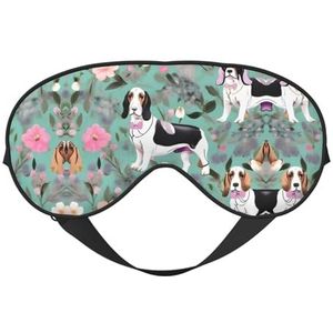 Sweet Basset Hound Bloemen Print Zacht Oogmasker voor Vrouwen Mannen Comfortabel met Verstelbare Riem voor Reizen Yoga Dutje Shift Werk