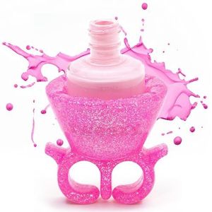 tweexy Draagbare nagellak houder ring, vingernagel polijsten gereedschap, manicure en pedicure accessoires (Flamingo Sparkle)
