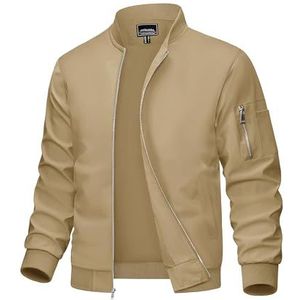 Magcomsen Bomberjack, heren, casual stijl windbreaker, licht, met mouwzakken - kaki, maat: l