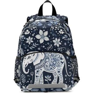 KAAVIYO Witte olifant sneeuw kunst peuter voorschoolse rugzak boekentas mini schoudertas schooltas voor pre-K 3-7 jaar reizen jongens meisjes, Patroon, 10.9×5.9×12.9in