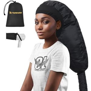 TEPENAR Haardroger Kapje: Verbeterde Extra Grote Verstelbare Haardroger Kap - Eenvoudig te Gebruiken voor Natuurlijk Krullend Haar, Snelle Droging - Zwart