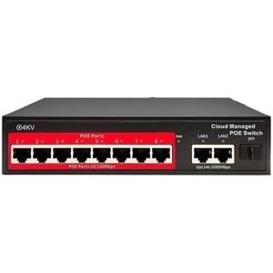 SOEWGAIJI Poe Switch voor cloudbeheer met 8 poorten 48 V Desktop Poe Activ 100/1000Mbps SFP app-besturingsschakelaar, plug and play