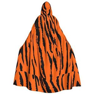 Wurton Oranje tijgerluipaard carnaval cape met capuchon voor volwassenen, heks en vampier cosplay kostuum, mantel, geschikt voor carnavalsfeesten
