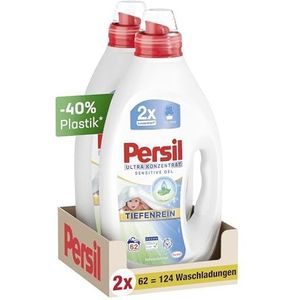 Persil Ultra concentraat Sensitive Gel (124 wasbeurten), vloeibaar wasmiddel voor mensen met een allergie en baby's in een kleinere fles voor minder plastic, verwijdert hardnekkige vlekken,