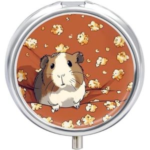 Dier en Popcorn Pillendoosje Ronde Draagbare Pillenorganisator Waterdichte Dagelijkse Vitamine Houder Dozen Creatieve 3 Compartimenten Geneeskunde Pil Case voor Portemonnee Of Pocket