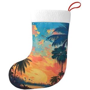 MGGAklp Tropische Zonsondergang Print Kerst Kousen Snoep Zakken Voor Familie Vakantie Party Kerstboom