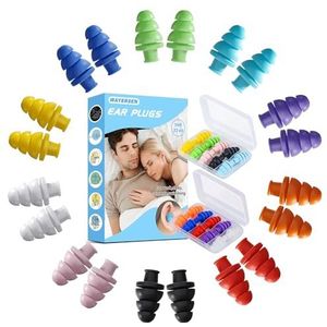 Siliconen oordopjes om te slapen, ruisonderdrukking, 10 paar herbruikbare oordopjes voor slapen, concert, snurken, reizen, werk, 10 kleuren, 33dB SNR