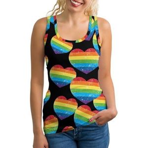 Gay Rights Regenboog Retro Hart Vlag Vrouwen Tank Top Mouwloos T-shirt Trui Vest Atletische Basic Shirts Zomer Gedrukt