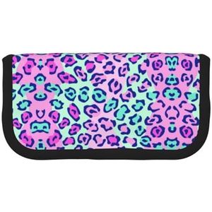 gopoo Roze Lepard schattig canvas etui - georganiseerde opslag voor reizen en dagelijks gebruik etui, make-upzakje