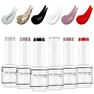 Nicedeco Gel Nagellak Set Semi Permanent Nail Gel UV LED Soak Off Cruelty-Free Gellak Set Kleuren 6 X 8ML Gift Kit 9