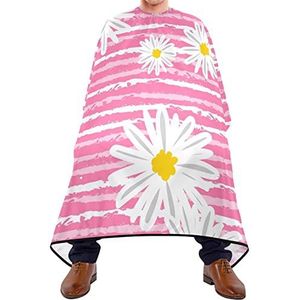 Kapper Cape 140 x 168 cm, schattige madeliefje roze strepen haarsnit cape grote salon kapper cape met kliksluiting of haak kappersjurk, voor kapperszaken, haarstyling, verven styling