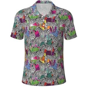 PPHGUT Zebra Print Mannen Korte Mouw Comfort Polo Shirts Casual Dagelijks Outdoor Vakanties Sport Reizen, Zwart, S