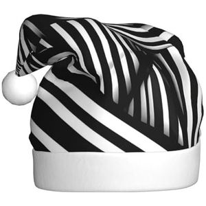 MYGANN Zwart-wit Geometrische Lijnen Unisex Kerst Hoed Voor Thema Party Kerst Nieuwjaar Decoratie Kostuum Accessoire