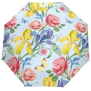 Jeansame Rose Lily Berry Vintage Vintage Pastorale Vouwen Compacte Paraplu Automatische Regen Paraplu's voor Vrouwen Mannen Kid Jongen Meisje