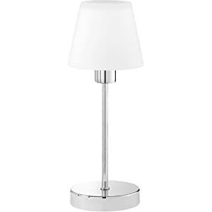 Touch-tafellamp chroom glanzend met glazen lampenkap en lamp, mat wit, 4-voudige touch-dimmer