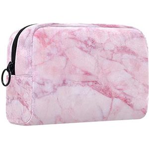 Cosmetische tas voor dames,kleine make-uptas voor portemonnee,roze patroon marmer,Cosmetische reistas,make-uptasje