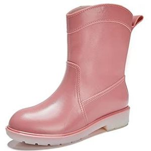 Regenlaarzen Mode regenschoenen for vrouwen slip op enkel regenlaarzen antislip platform regenboots tuin galoshes vrouw werk rubberen booties Regenschoenen (Color : 36, Size : Pink)