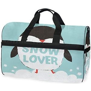 Sneeuw Cartoon Baby Penguin Sport Zwemmen Gym Tas Met Schoenen Compartiment Weekender Duffel Reistassen Handtas voor Vrouwen Meisjes Mannen