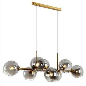 NZDY Kroonluchter Spoutnik, modern, verlichting 8 lampen, glas, hanger, magische bonen, verstelbare plafondlamp, voor woonkamer, eetkamer, keuken, goud, 8 lampen