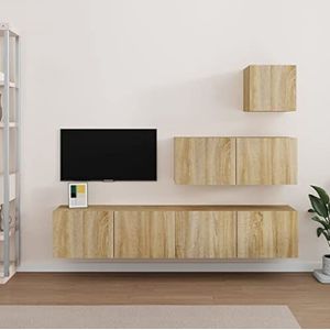 CBLDF Meubels-sets-4-delige tv-kast Set Sonoma eiken ontworpen hout