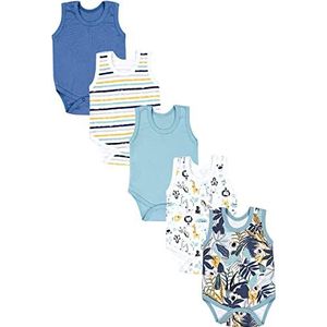TupTam Baby Jongens Rompertjes Zonder Mouwen 5-Pack, Koala/Safari/Strepen/Mintgroen/Oranje/Blauw, 92
