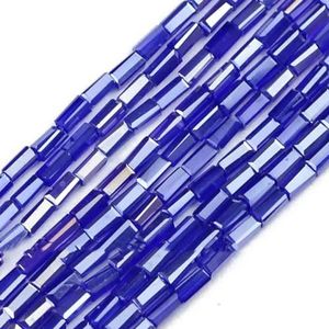 Rechthoek n Kristal 2 * 4mm 100st Vierkante Glazen Spacers Charme Losse Kralen Voor Sieraden Armband Maken Accessoires DIY-CF215 Donkerblauw