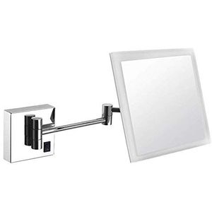 YLTXMCZT Badkamerspiegel, 3x vergroting voor badkamer, 360 graden werveling, rekbare arm, vierkant, enkelzijdige spiegel, wandgemonteerde make-upspiegel (kleur: A)