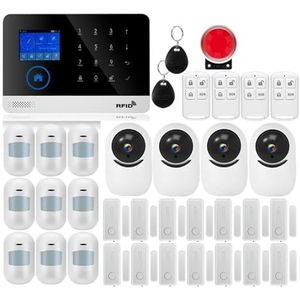Huisbeveiligingssysteem, Smart GSM-beveiligingsalarmsysteem Werkt Met Thuisinbreker Bewegingsmelder Rookdeur Raamsensor IP-camera