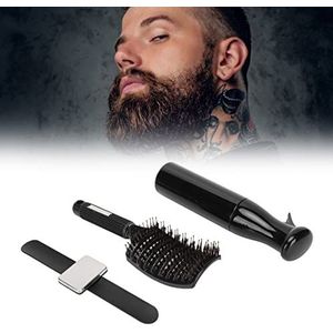Ontwarren haarborstel, ontwarren borstel, ontwarren gebogen ventilatieborstel spuitfles haar clip pin polsbandhouder baard haar styling tool gemakkelijker ontwarren nat of droog haar (kleur: zwart)