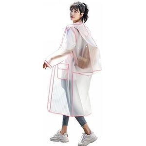 Regenjas mode vrouwen transparant eva plastic man regenjas reizen waterdichte regenkleding volwassen kan rugzak regenjas vasthouden waterdichte poncho (kleur: roze, maat: XL)