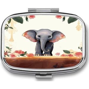 Lucky Elephant Pillendoos Pil Organizer Pil Case 2 Compartiment Geneeskunde Pil Organizer Kleine Pil Case Pil Container Pillenhouder Leuke Pillendoos Mini Pillendoosje