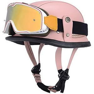 Motorhelm, ECE-certificering Vintage stijl Geschikt for mannen en vrouwen Cruiser Scooter Touring Helm A, XXL = 61-62 cm