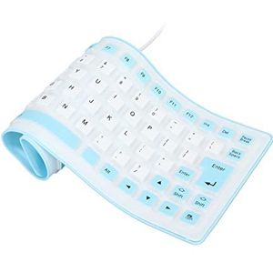 Opvouwbaar Siliconen Toetsenbord, USB Bedraad 85 Toetsen Oprolbaar Toetsenbord Waterdicht Draagbaar Flexibel Toetsenbord voor Pc Laptop Notebook(blauw)