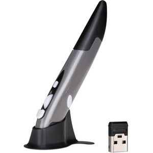 Lychee Draadloze muispen, 2,4 GHz, optische USB-muis met instelbare dpi-waarden op 500/1000, mini-muis voor handschrift op pc, laptop, notebook, computer, Mac (grijs 01)