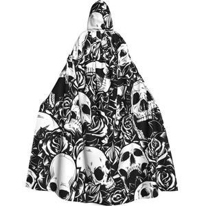 WURTON Schedel Print Volwassen Hooded Mantel Unisex Capuchon Halloween Kerst Cape Cosplay Kostuum Voor Vrouwen Mannen