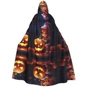 SSIMOO Halloween schattige pompoen betoverende volwassen cape met capuchon voor Halloween en feestkostuums - modieuze damesgewaden, capes