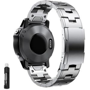 Fit for Garmin 22mm 26mm Quick Fit Titanium Metalen Horlogeband Armband geschikt for Fenix ​​7X 7 6X Pro 5X Plus/Instinct/Epix Band Polsband (Color : Silver, Size : 26mm)
