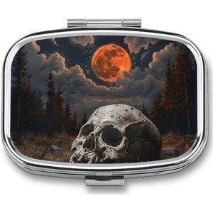 Nacht en schedel print pillendoos medicijnpillenorganizer kleine pillendoos reizen pillencontainer draagbare pillendoos voor zak 2 compartimenten pillenhouder pillendozen voor reizen