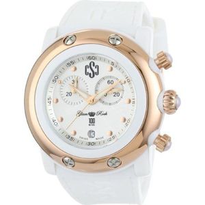 Glam Rock dames GR62107 Miami Beach zilveren wijzerplaat wit siliconen horloge