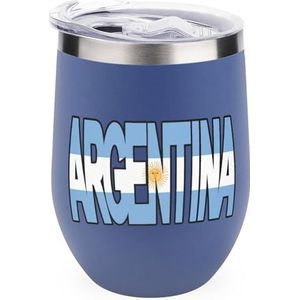 Argentinië Tekst Vlag Herbruikbare Koffiekopjes Roestvrij Staal Geïsoleerde Reizen Mok Dubbelwandige Wijn Tumbler Blauw-stijl
