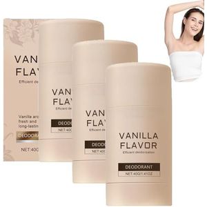 Vanilla Body Deodorant Stick, Vanilla Skin, Natuurlijke navulbare deodorant, Kokos- en vanillegeur, Langdurige bescherming - Geschikt voor vrouwen, natuurlijke Deodorant Stick (3 STÜCKE)