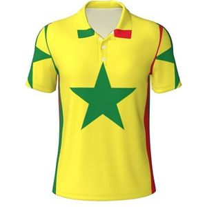 Evengigy Vlag van Senegal Print Heren Golfshirt Mode Atletische Heren Poloshirts Korte Mouw Klassieke Casual, Zwart, S