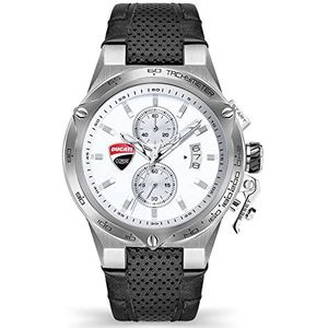 Ducati Heren analoog kwarts horloge met lederen armband DTWGC2019104, wit