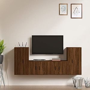 CBLDF Meubels-sets-4-delige tv-kast set bruin eiken bewerkt hout