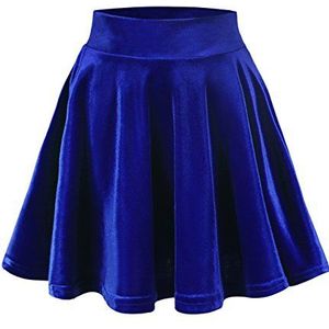 Urban GoCo Vintage fluwelen mini-uitlopende skaterrok voor dames, koningsblauw, M