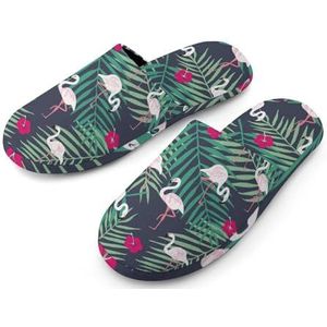 Tropische Flamingo En Blad Vrouwen Katoenen Slippers Indoor Home Slippers Wasbare Slippers Voor Vrouwen
