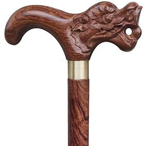 Houten wandelstok met ondersteunend gebogen handvat Cadeau Exquise snijwerk wandelstokken als cadeau Wandelstokken voor mannen en vrouwen Handkruk Massief hout Modieus Stevige Stal (B)