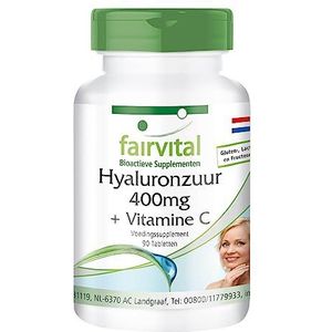 Fairvital | Hyaluronzuur Tabletten 400mg + Vitamine C - Hoog Gedoseerd - Vegan - 90 Tabletten
