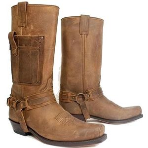 Mayura Boots 05 Bruin Biker Western Heren Enkellaars Vierkante Neus Rits Sluiting 908840 9